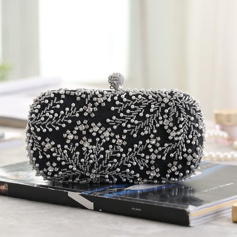 Bolso de mano de fiesta con diamantes bordados para mujer