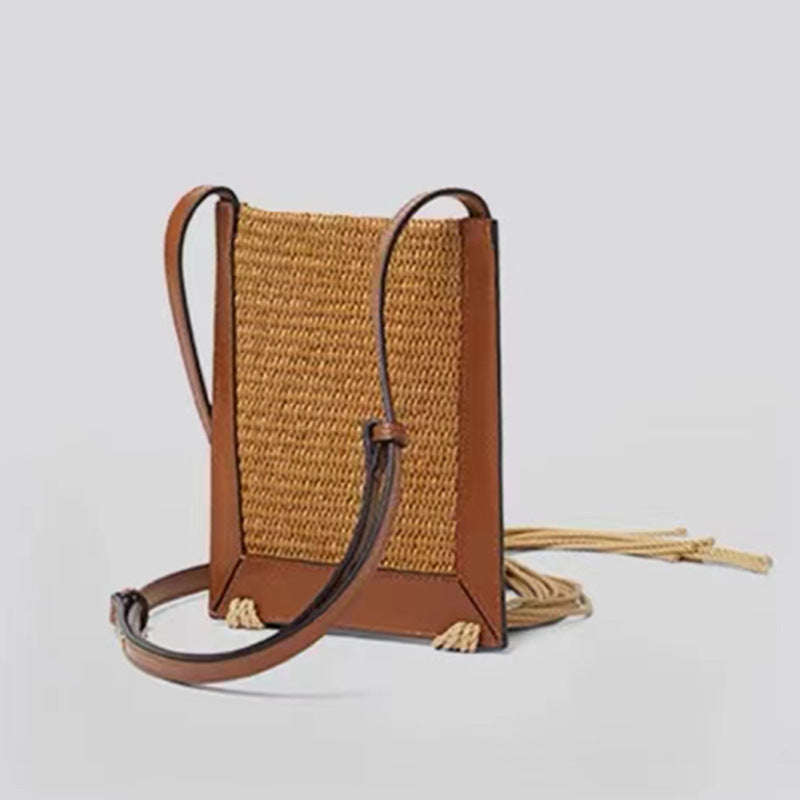 Letter Tassel Woven CrossbodyBale Straw