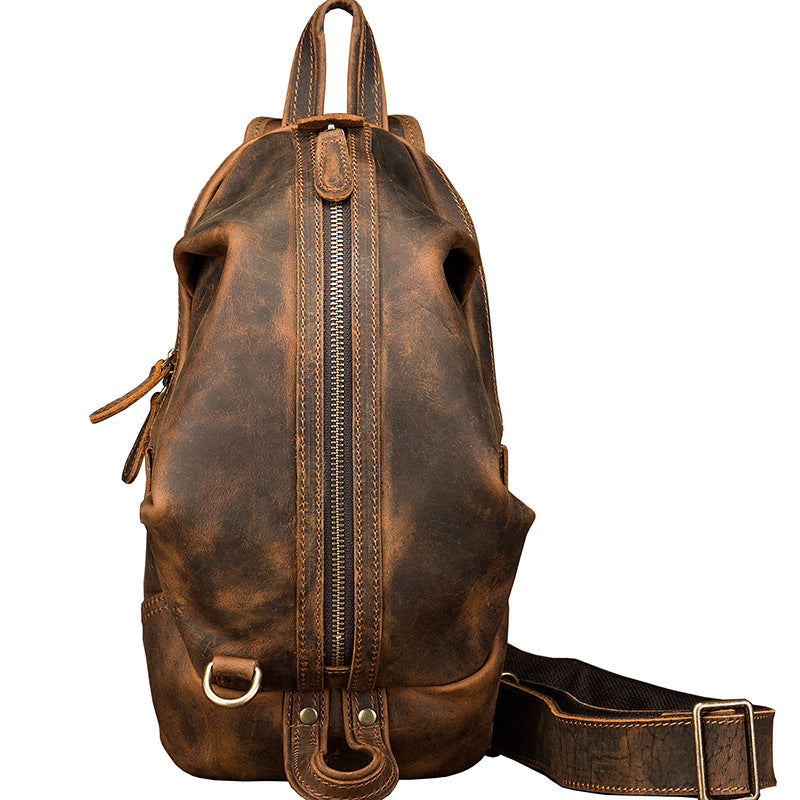 Men's Casual Personality Handmade Cowhide Chest Bag