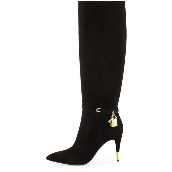 Bottes longues classiques noires simples pour femmes