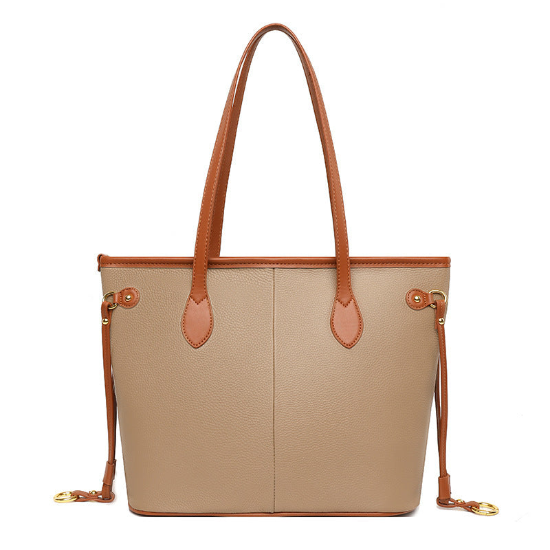 Trendy Fashion One-shoulder Soft Leather Commuter Tote Bag