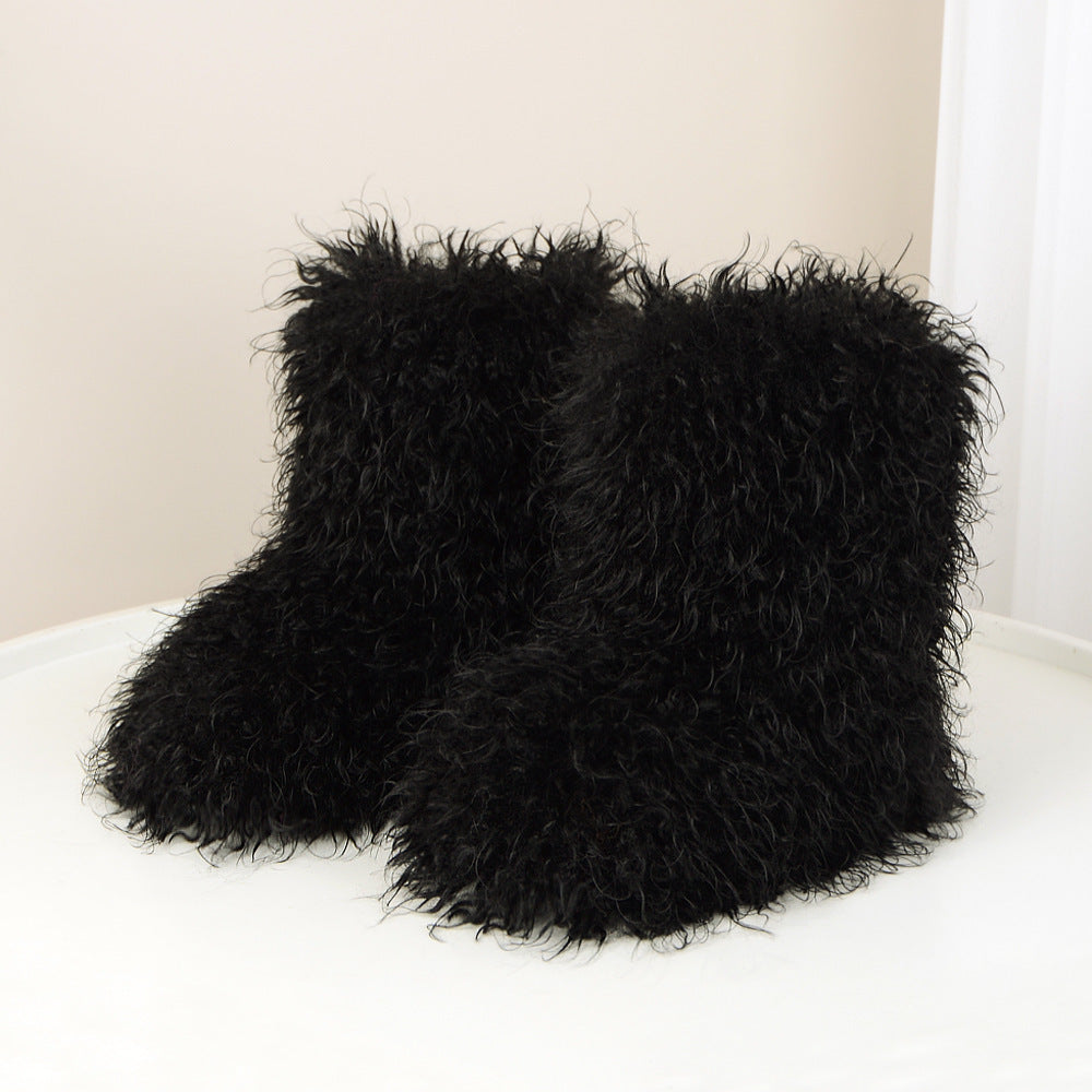 Flat Heel High-top Warm Winter Hot Girl Fur Boots