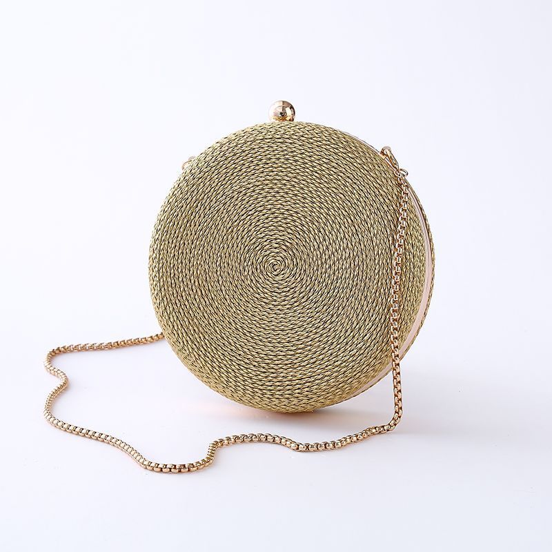 Ladies Fashion Personality PU Woven Round Bag