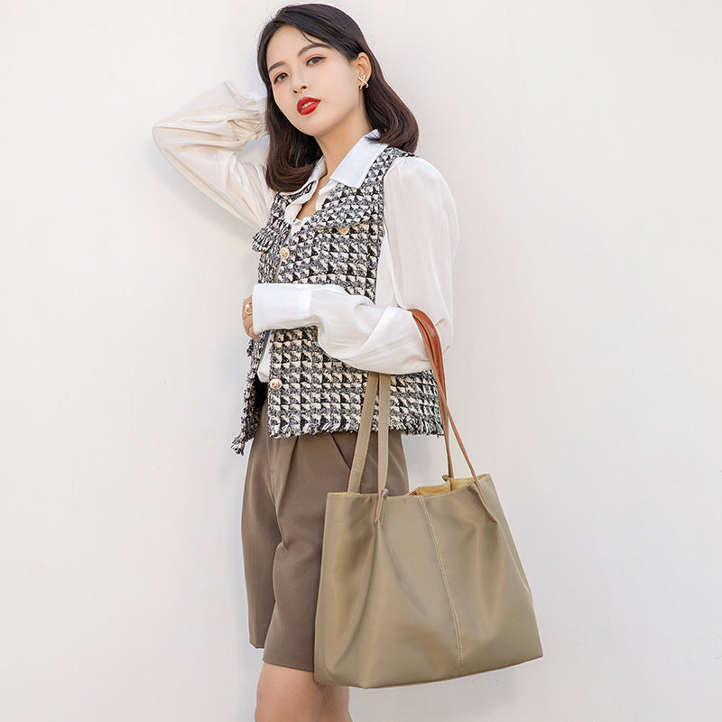 Large Capacity One-shoulder Casual Canvas Tote Bag Women's Shoulder Bag Waterproof Oxford Cloth