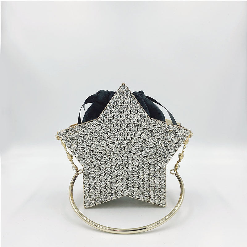 Hand-held Diamond-studded Star Dinner Clutch