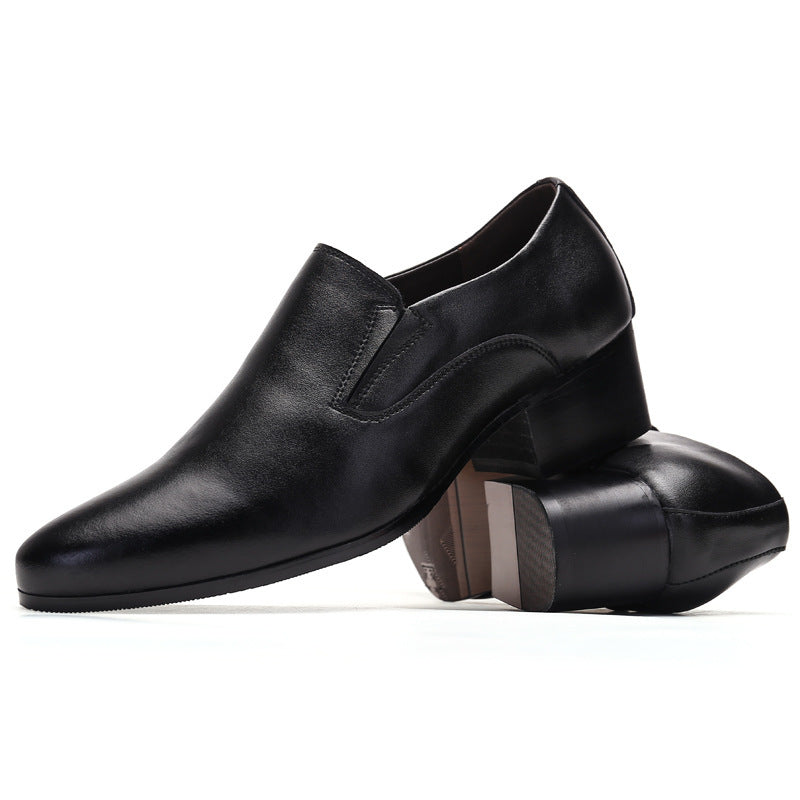 Zapatos de tacón alto de piel con punta y tacón alto de piel auténtica para hombre