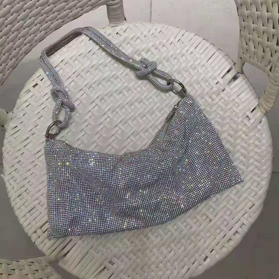 Sac à bandoulière en strass fait main à paillettes pour femmes