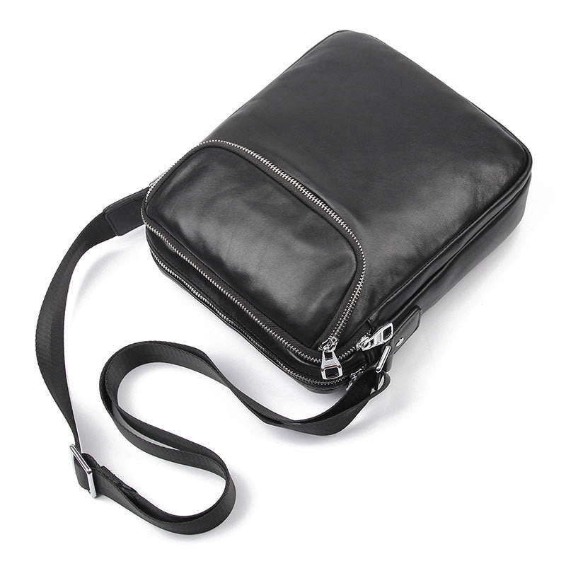 Bolso de cuero para hombre Bolso de hombro para hombre sencillo y práctico Bolso de hombro de cuero con capa superior Bolso de mensajero