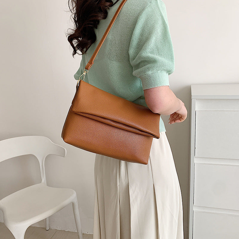 Solid Color French Stick Underarm Shoulder Crossbody Bag