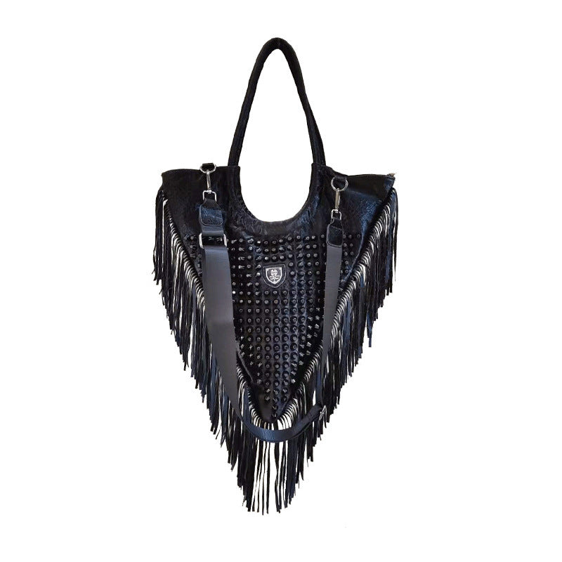 Sac à bandoulière Personnalité Rivet Pompon Sac messager Triangle