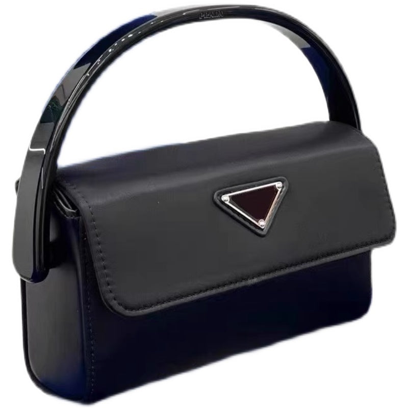 Bolso de mano cuadrado de nailon con forma de caja oscura y versátil