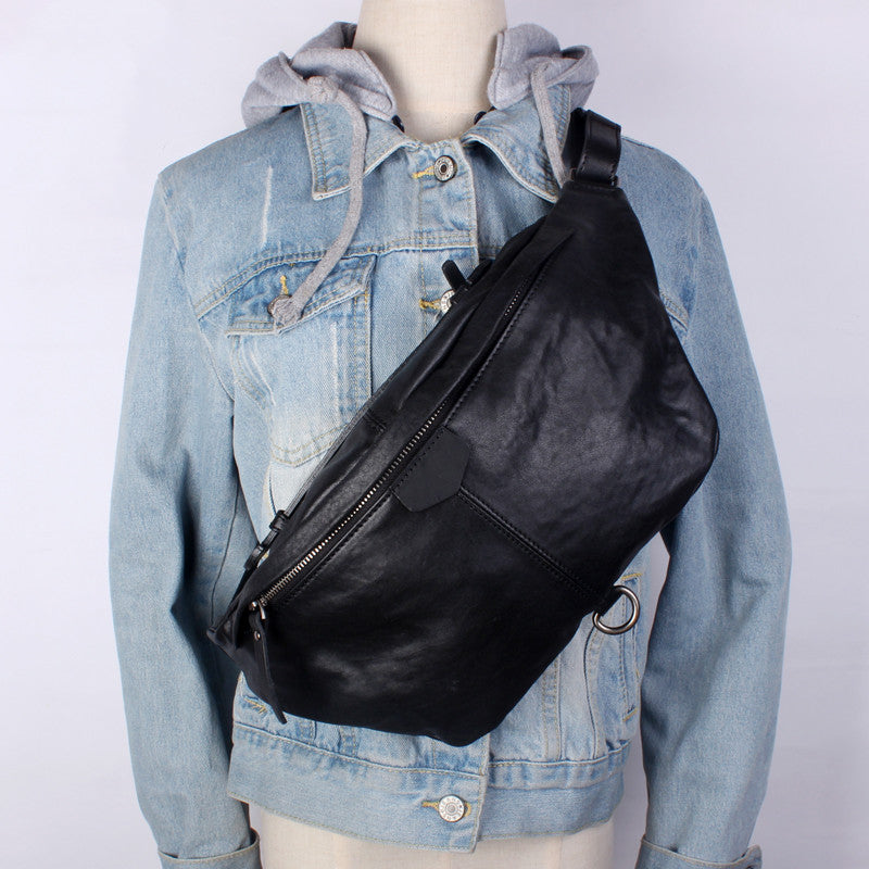 Bolso de hombro de cuero con cabeza informal de moda para hombre