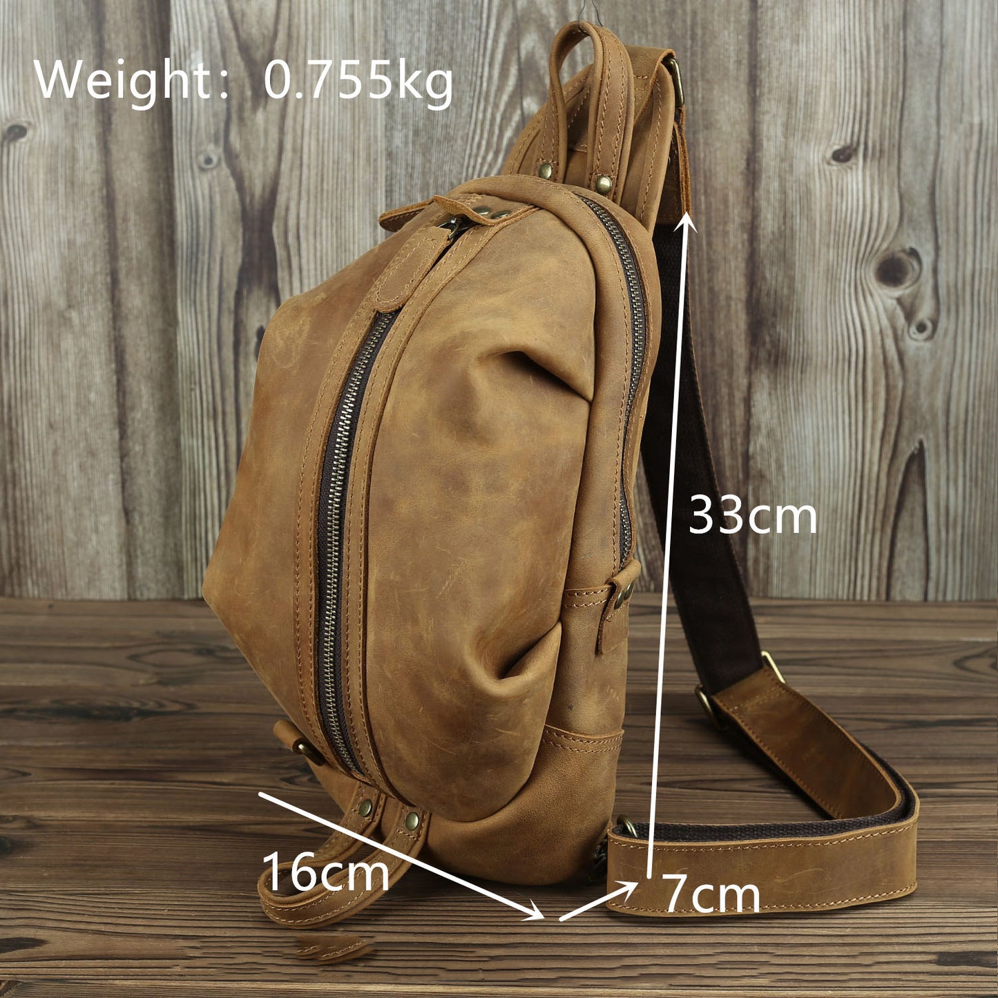 Sac de poitrine en cuir tendance pour homme avec grande capacité