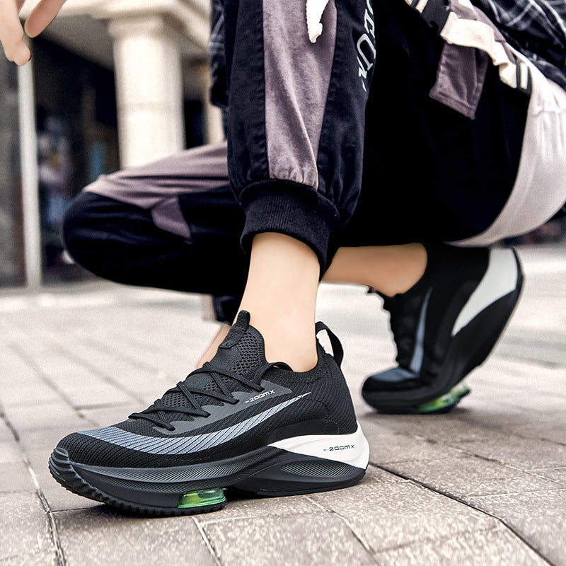 Chaussures de sport à coussin d'air pour hommes, baskets en tricot à lacets respirantes et personnalisées, chaussures de course décontractées en plein air