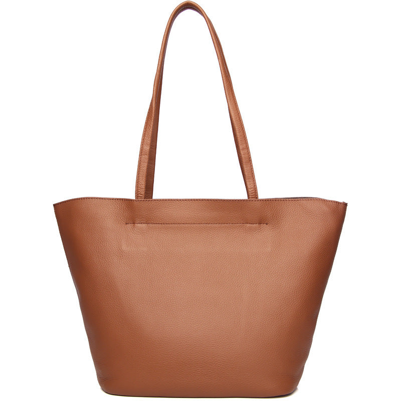 Take A Simple Large-capacity First Layer Cowhide One-shoulder Tote Bag