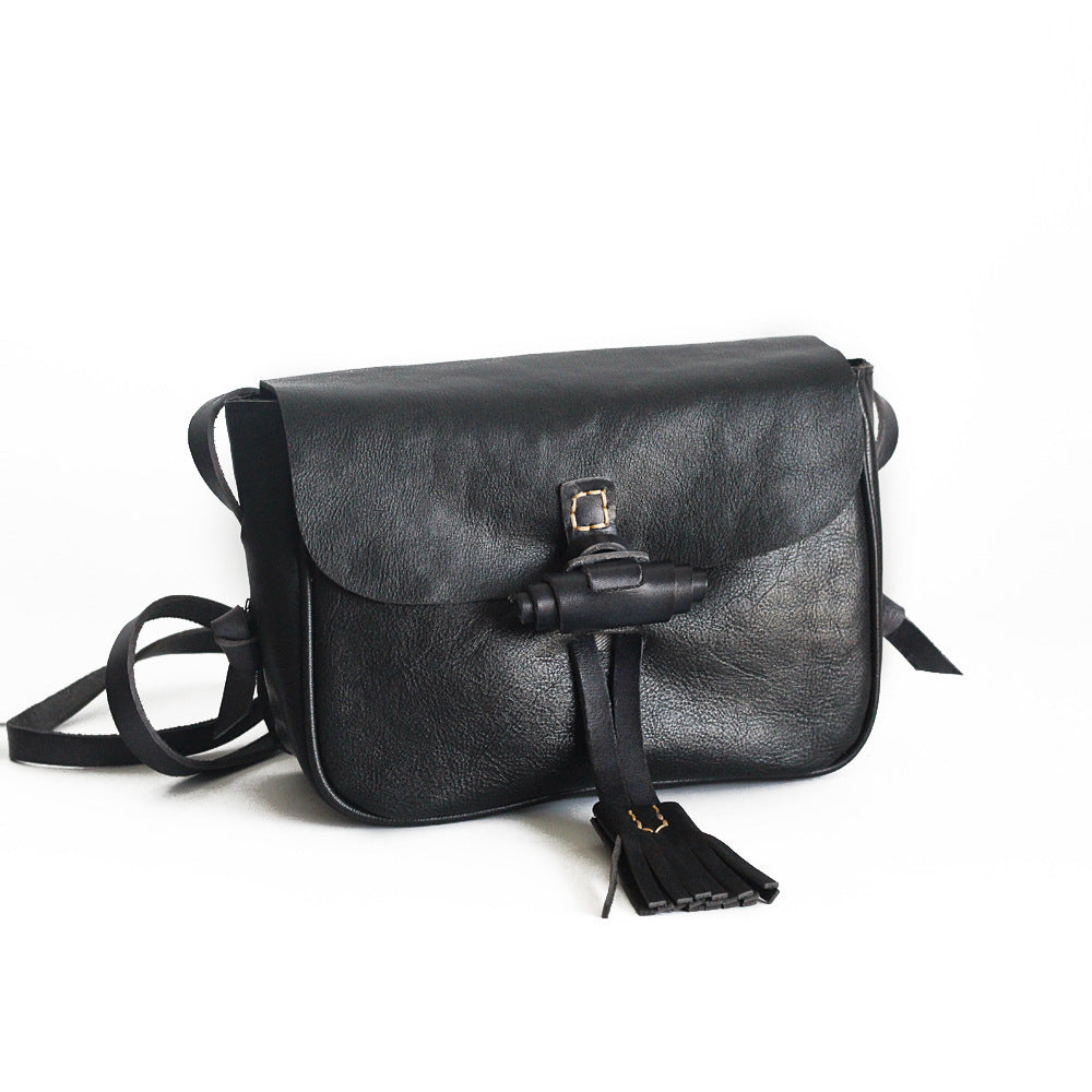 New Style Tassel Female Retro Hand-polished Leather Bag