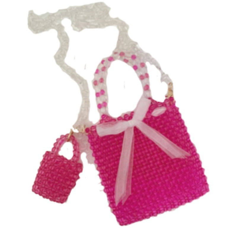 Bolso de mano con letras para niña, bolso tejido a mano, mini bolso de mensajero portátil para mujer