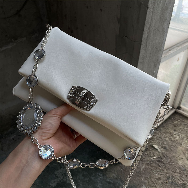 Sac messager tendance pour femme avec strass incrustés de diamants brillants