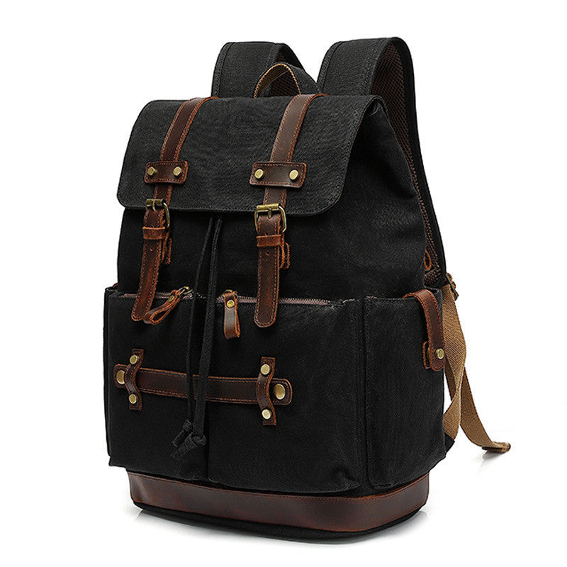 Men's Canvas Backpack Oil Wax Waterproof Computer Bag