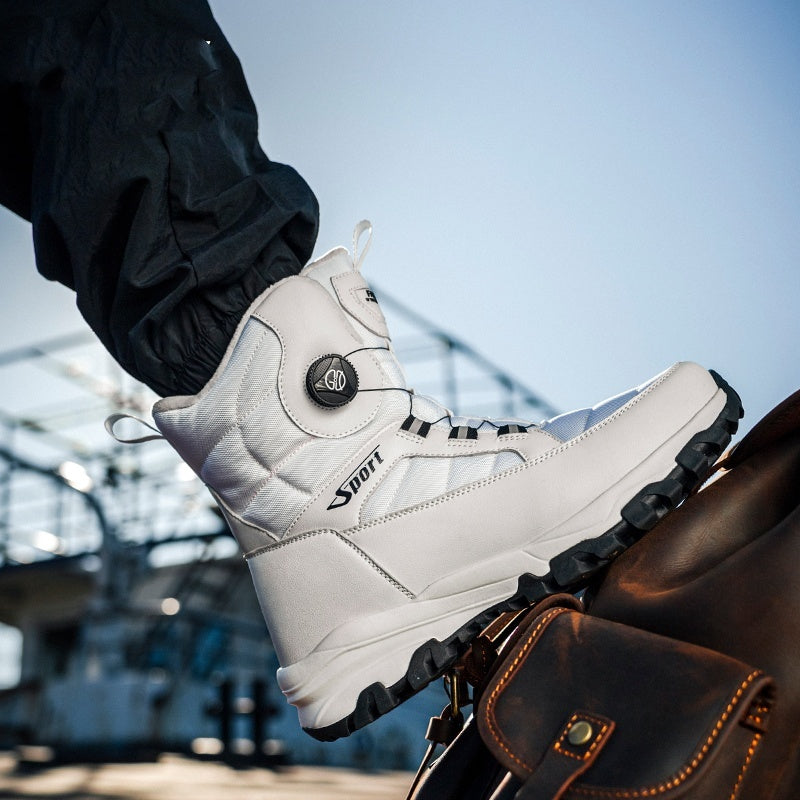 Chaussures de ski rembourrées en coton doublées de polaire épaisse pour hommes, bottes de neige antidérapantes et résistantes au froid