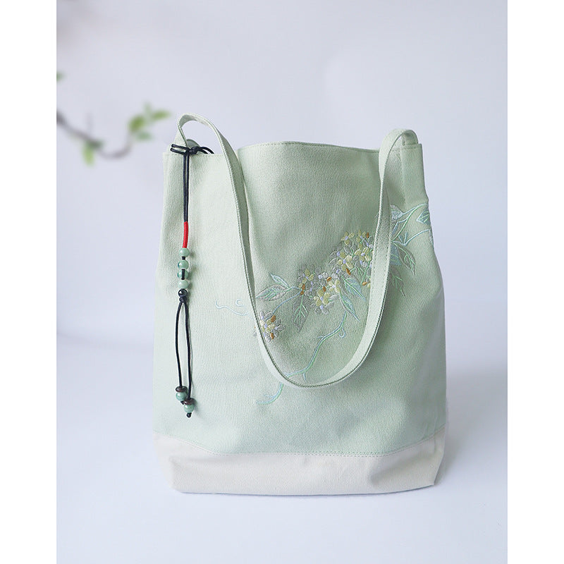 Sac en toile Hanfu antique brodé pour étudiant de la littérature et de l'art Mori rétro Harajuku