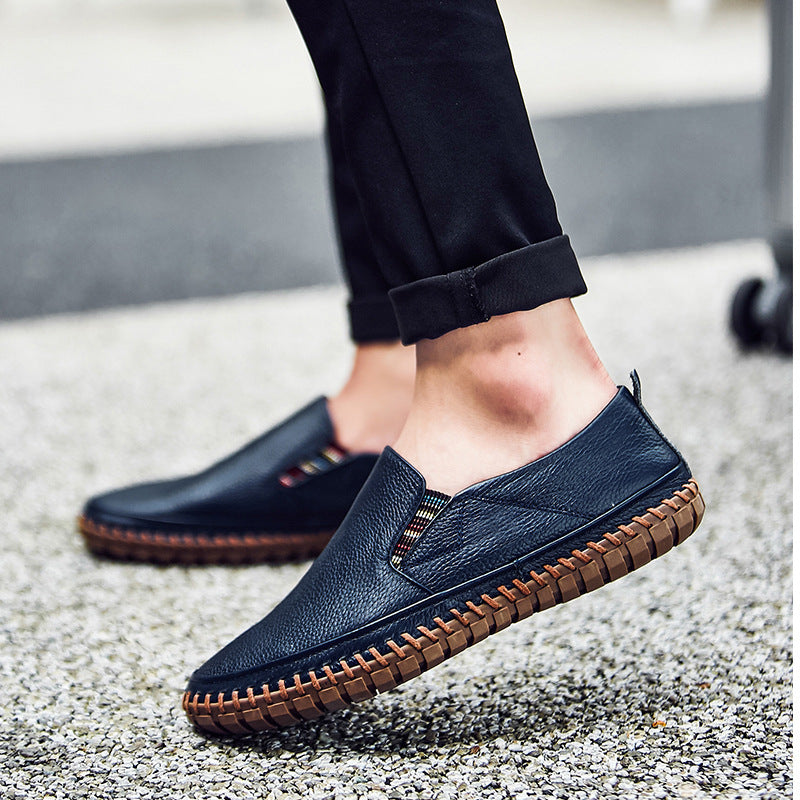 Zapatos de cuero de vaca de primera capa para hombre, estilo casual de negocios