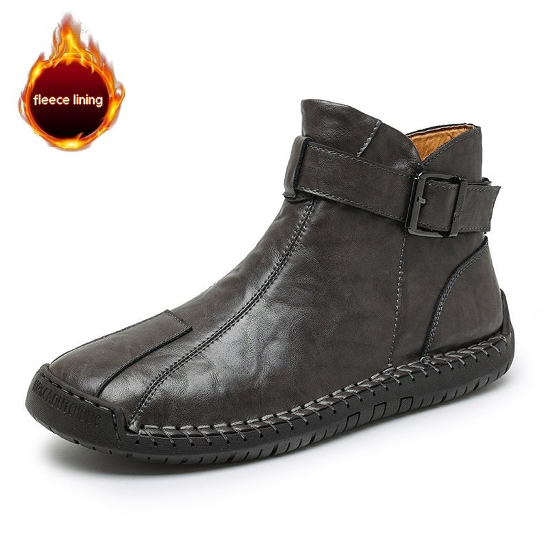 Botas altas de cuero genuino para hombre, informales, de comercio exterior transfronterizo