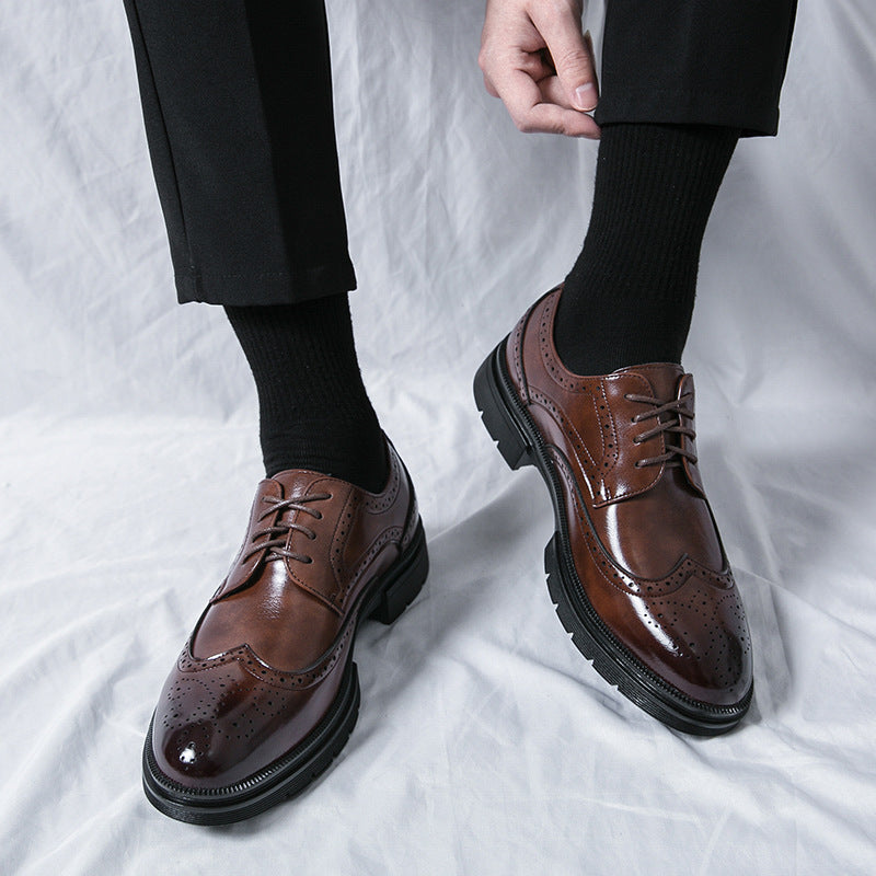 Chaussures en cuir pour hommes, style brogue, pour le printemps et l'automne