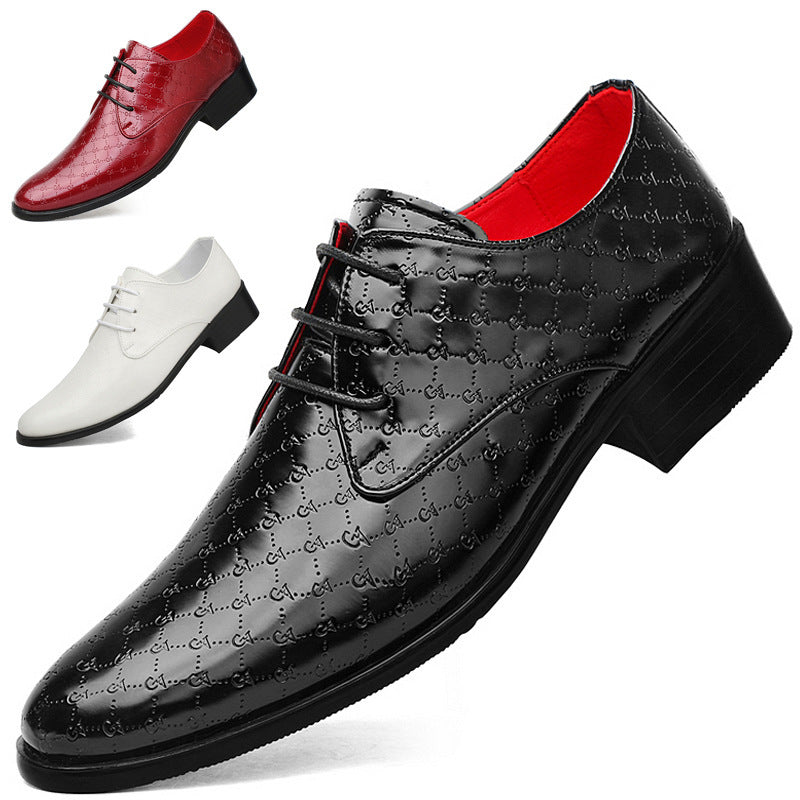 Zapatos de tacón alto formales puntiagudos de cuero PU para hombre