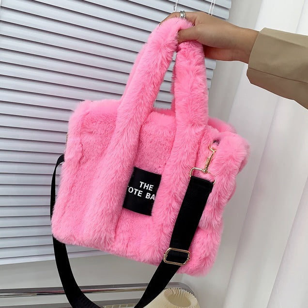 Large-capacity Shopping Commuter Faux Fur Plush Tote Bag