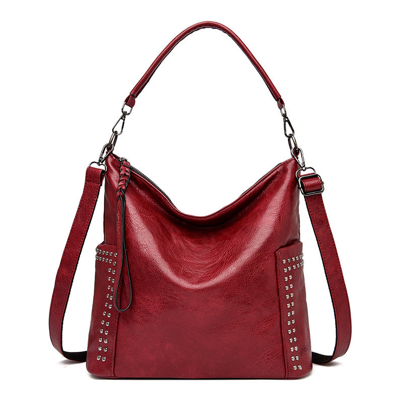 Sac messager portable en cuir souple de grande capacité pour femme