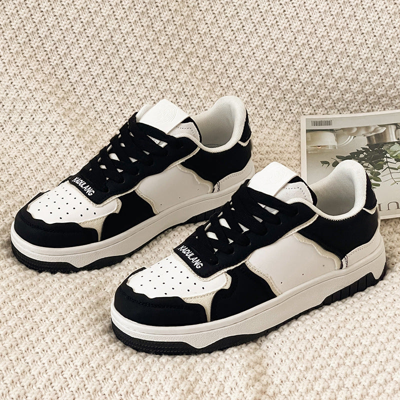 Black And White Color Contrast Panda Shoes China-Chic Thick Soled Lovers Sneakers