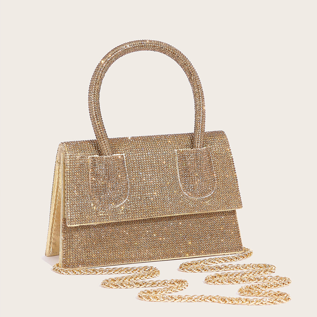 Bolso de mano brillante con incrustaciones de diamantes de imitación para cenas de fiesta