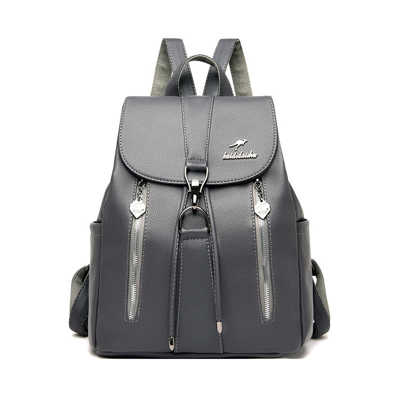 Fashion Soft Leather Large Capacity Ladies Backpack