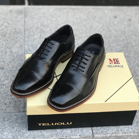 Chaussures en cuir pour hommes en cuir véritable britannique pointues marron vintage Oxford