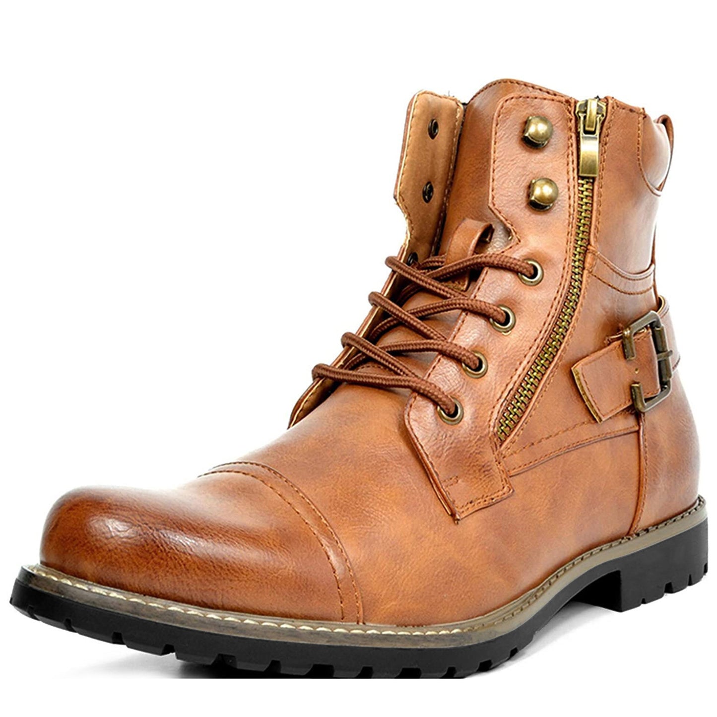 Bottes en cuir pour machine lourde à double fermeture éclair pour hommes