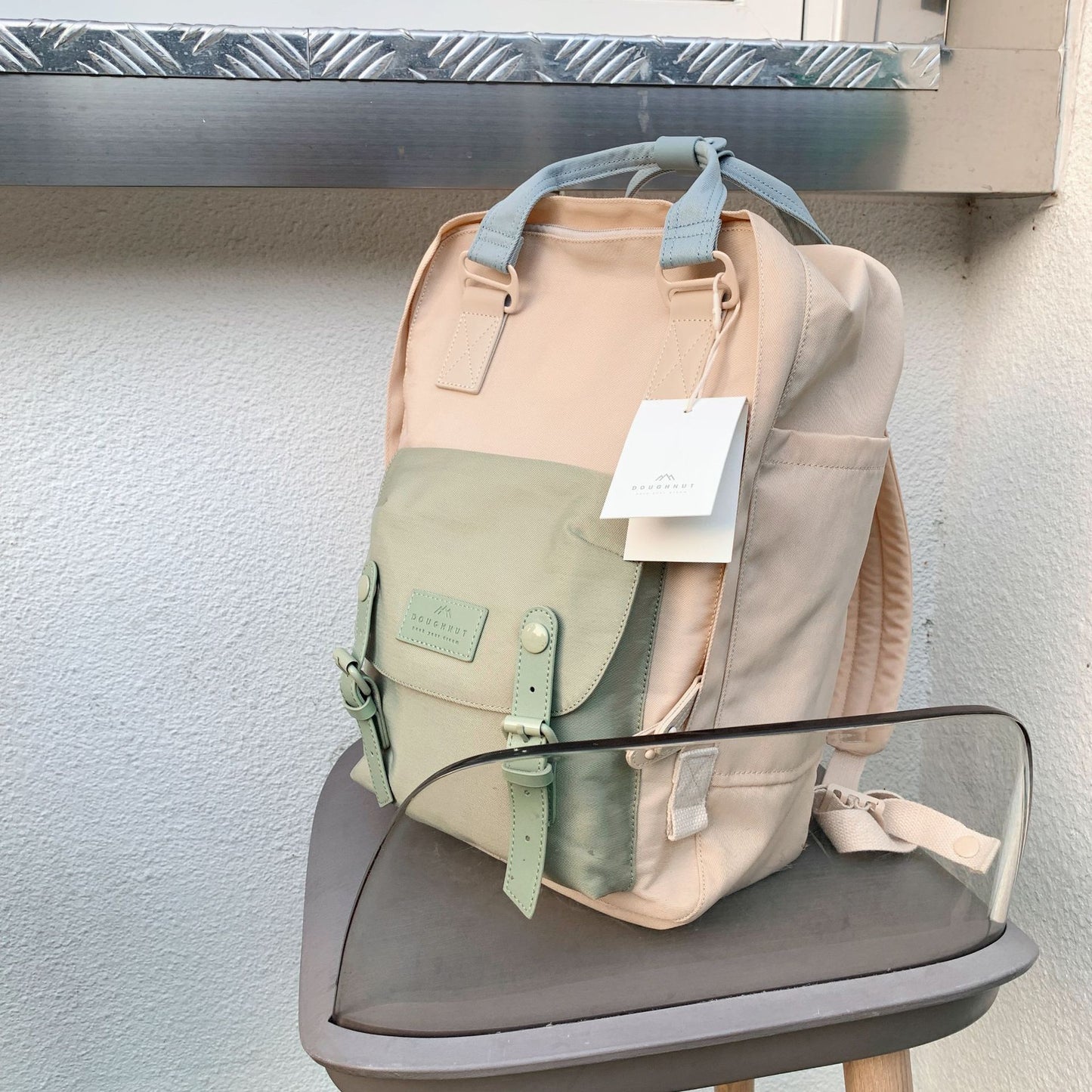 Student Waterproof Nylon Backpack, Classic Natural Macarons