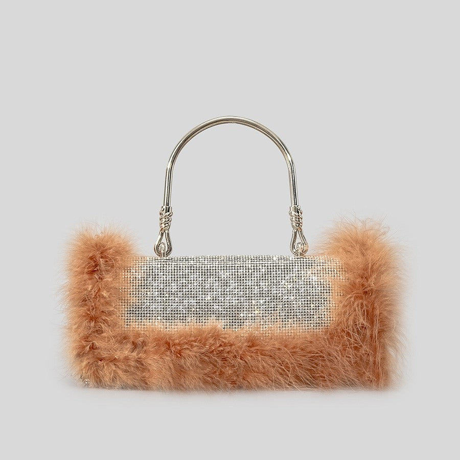 New Mink Fur With Diamonds Dinner Bag