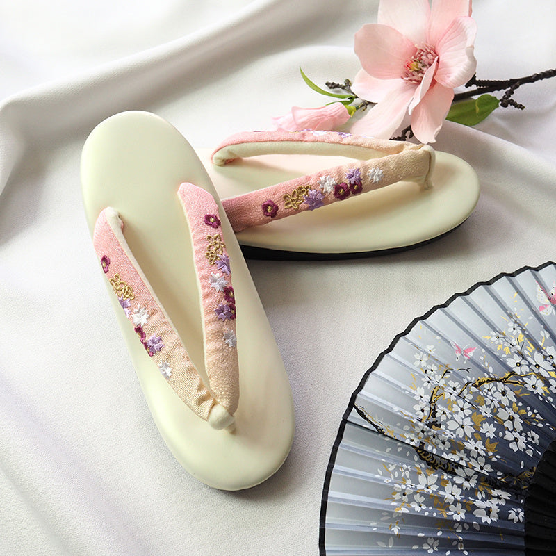 Japanese Formal Kimono Women's Shoes Embroidered Gradient Sandals