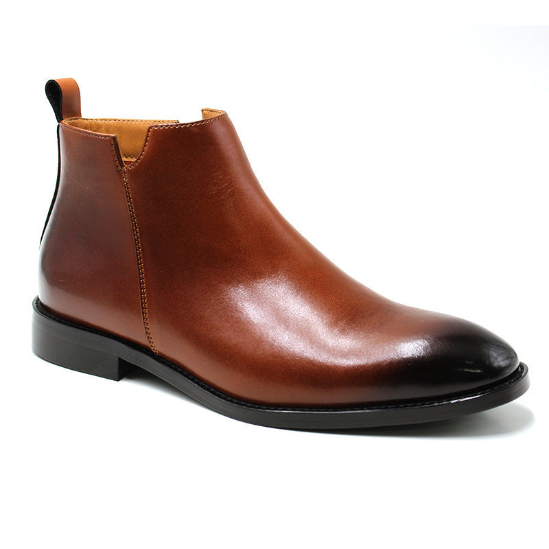 Bottes Martin décontractées en cuir à fermeture éclair latérale de style britannique pour hommes