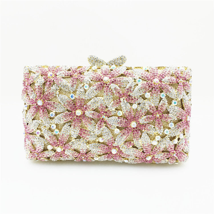 Pochette de soirée à strass et fleurs de style boutique européen et américain