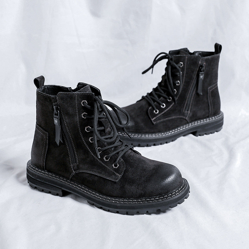 Side Zipper Seven-hole Super Popular Ins High Street Fashionable Handsome Ankle Boots