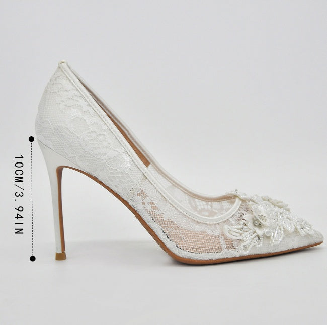 Chaussures de mariage en dentelle blanche pour mariée