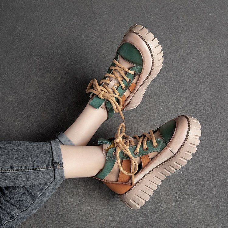 Retro Lace-up Casual Fashion Thick Sandals Women