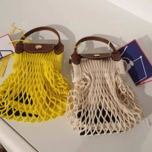 Sac à main messager à bandoulière en mini panier tissé pour femme