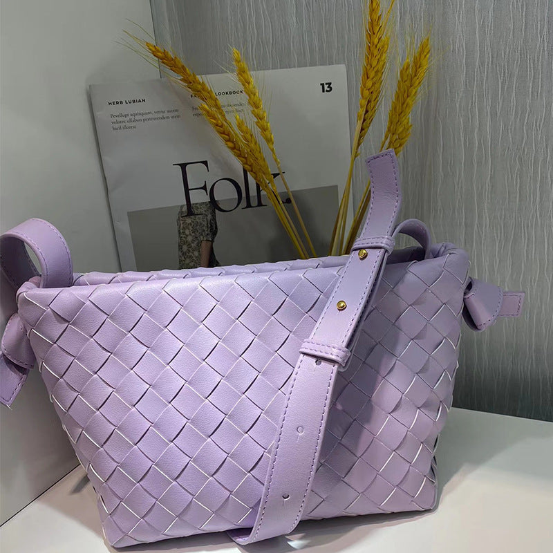 Nuevo bolso bandolera de piel de gran capacidad tejido para mujer