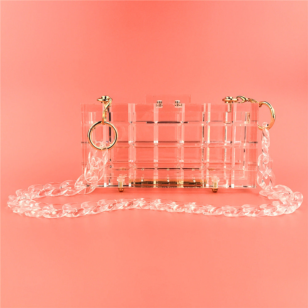 Evening Bag Transparent Acrylic Extra Thick Crystal Hand Holding Box