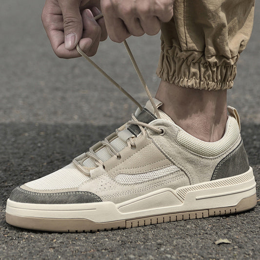 Zapatos de tabla de hombre de malla de piel de cerdo de corte bajo con cordones en la parte delantera