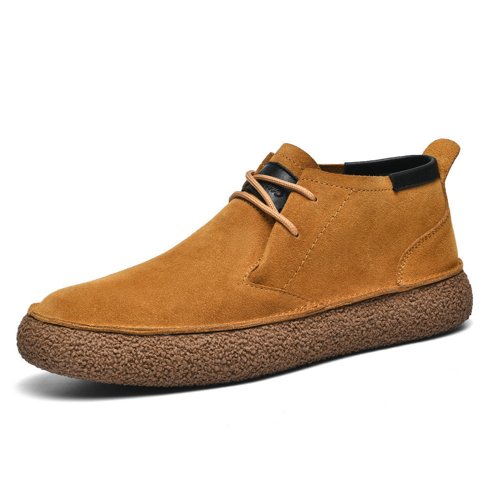 Zapatos de tabla de caña media de cuero gamuza mercerizada y cuero mate para hombre