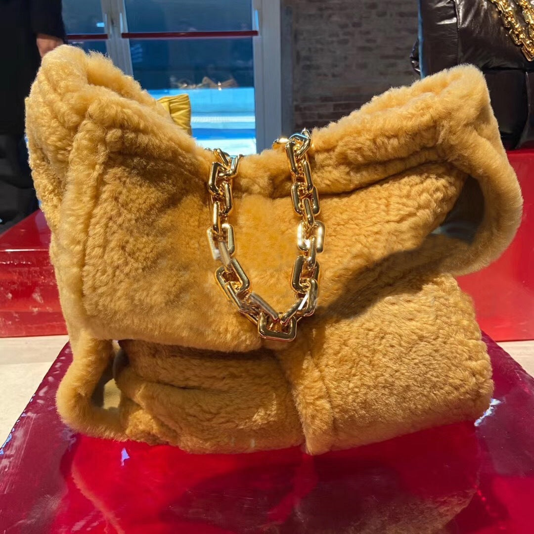 Sac à bandoulière en peluche tissée de grande capacité pour femme